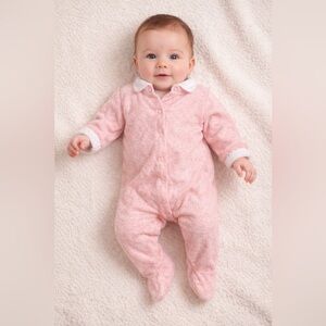Baby Dior Pink Sleepwear - Cozy Infant Jumpsuit. Vintage. Size 0-3 months